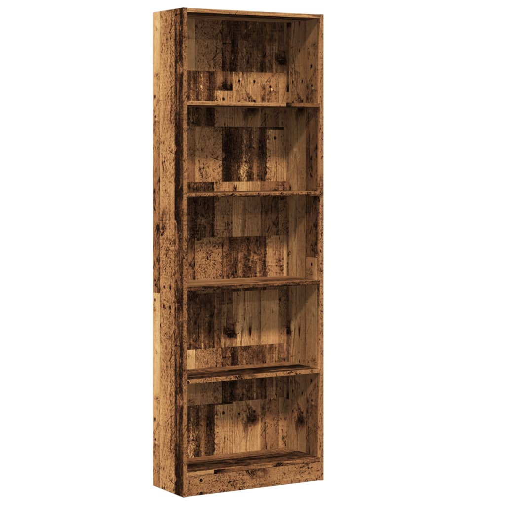 Bibliothèque vieux bois 60x24x176 cm bois d'ingénierie - XIOS