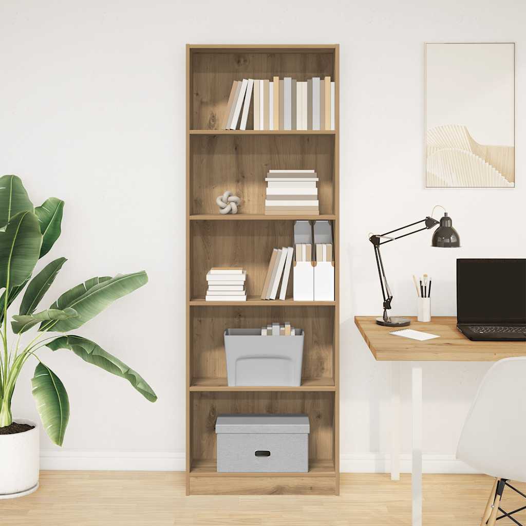 Bibliothèque chêne artisanal 60x24x176 cm bois d'ingénierie - XIOS