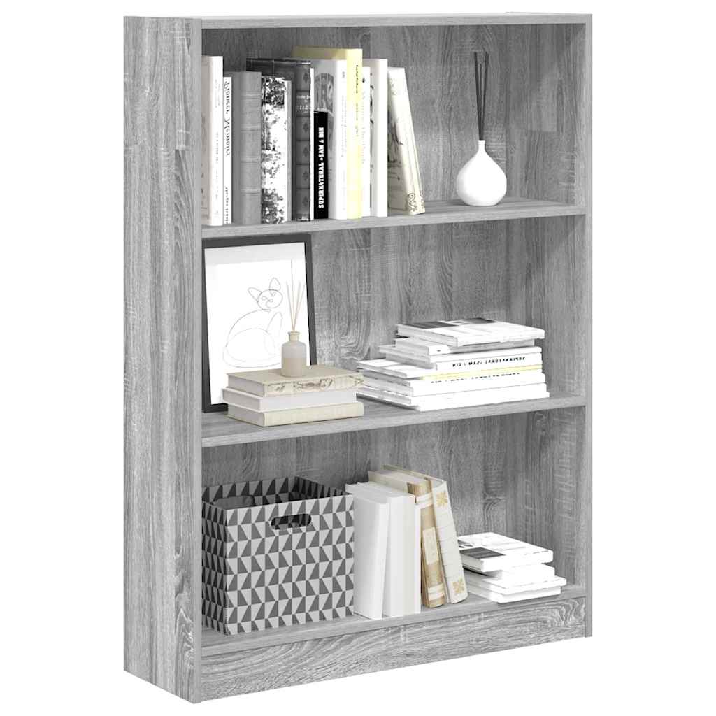 Bibliothèque sonoma gris 80x24x109 cm bois d'ingénierie - XIOS
