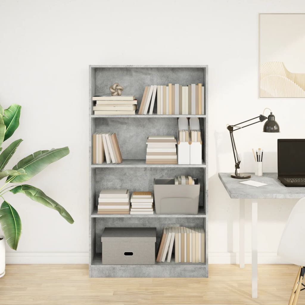Bibliothèque gris béton 80x24x143 cm bois d'ingénierie - XIOS