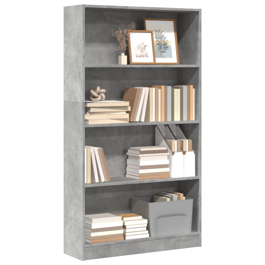 Bibliothèque gris béton 80x24x143 cm bois d'ingénierie - XIOS