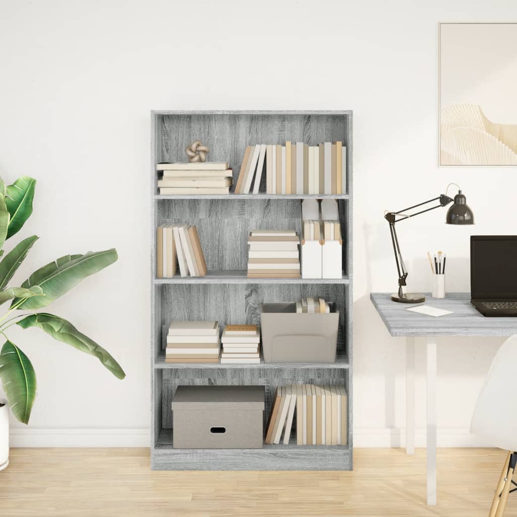 Bibliothèque sonoma gris 80x24x143 cm bois d'ingénierie - XIOS