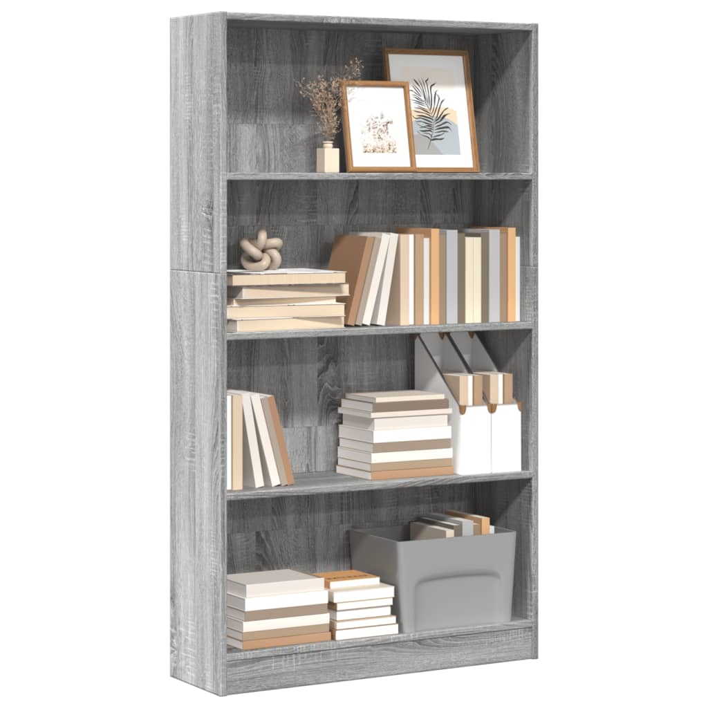 Bibliothèque sonoma gris 80x24x143 cm bois d'ingénierie - XIOS
