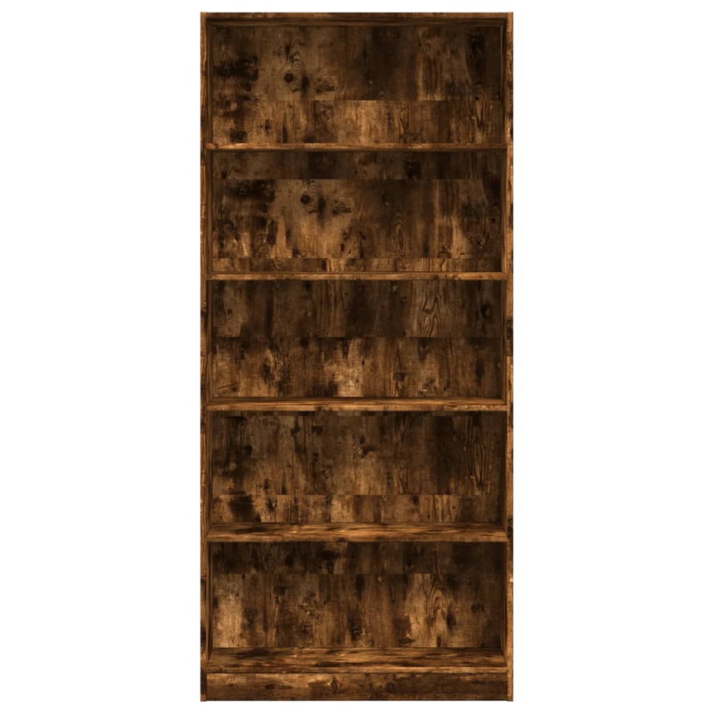 Bibliothèque chêne fumé 80x24x176 cm bois d'ingénierie - XIOS