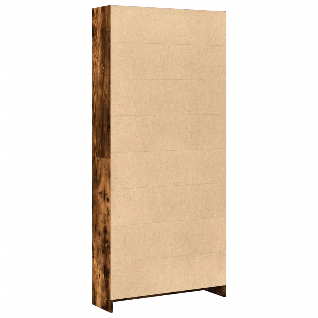 Bibliothèque chêne fumé 80x24x176 cm bois d'ingénierie - XIOS