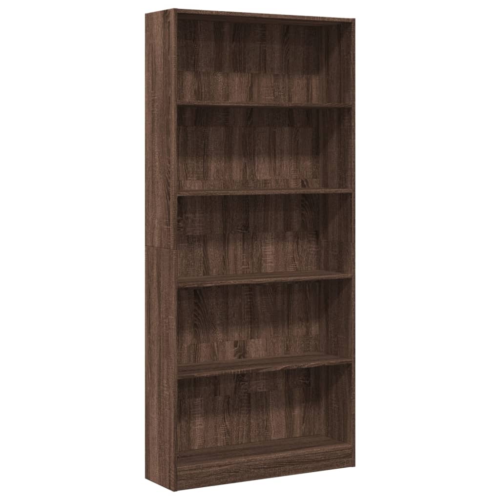 Bibliothèque chêne marron 80x24x176 cm bois d'ingénierie - XIOS