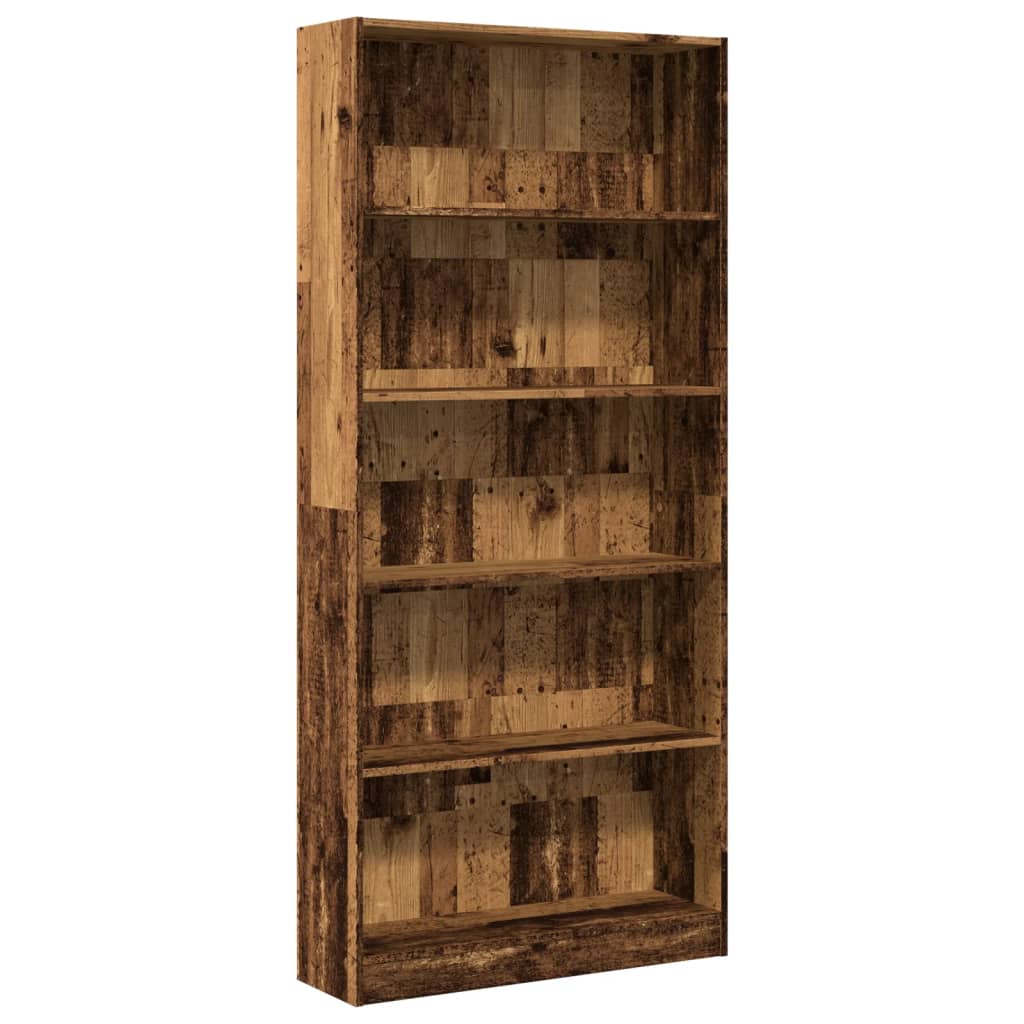 Bibliothèque vieux bois 80x24x176 cm bois d'ingénierie - XIOS
