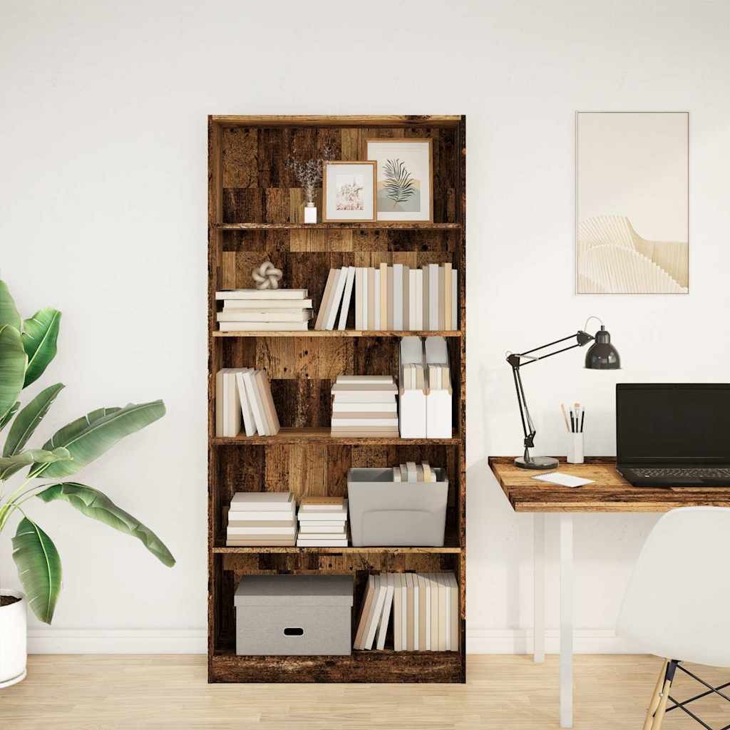 Bibliothèque vieux bois 80x24x176 cm bois d'ingénierie - XIOS