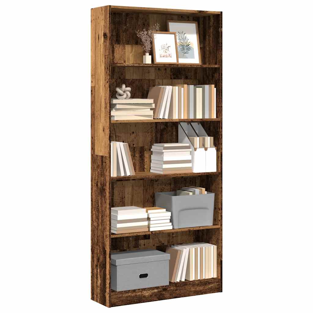 Bibliothèque vieux bois 80x24x176 cm bois d'ingénierie - XIOS