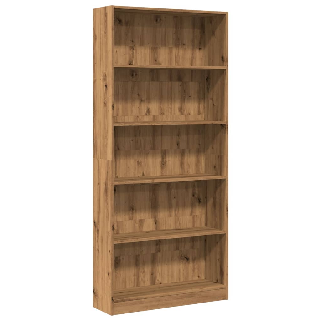 Bibliothèque chêne artisanal 80x24x176 cm bois d'ingénierie