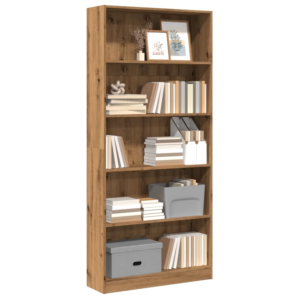 Bibliothèque chêne artisanal 80x24x176 cm bois d'ingénierie - XIOS