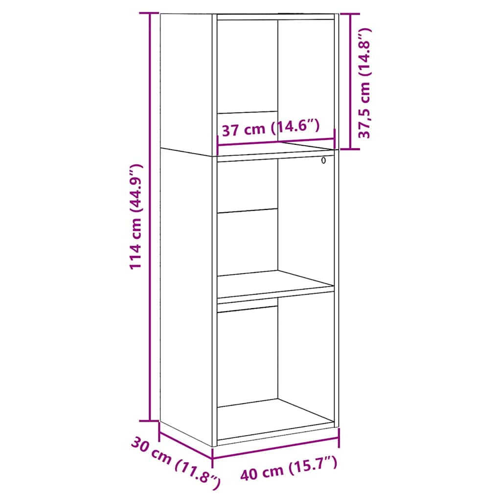 Bibliothèque blanc 40x30x114 cm bois d'ingénierie - XIOS