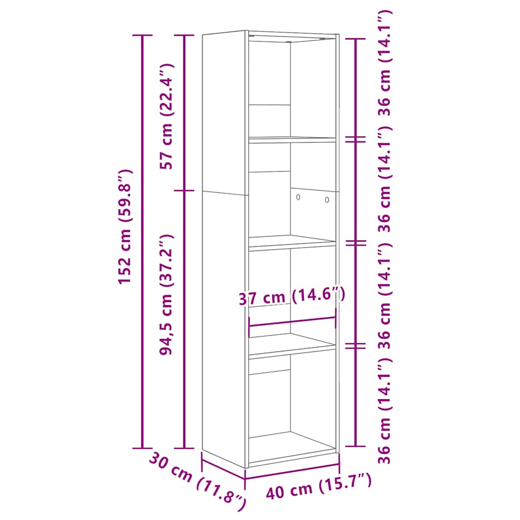 Bibliothèque blanc 40x30x152 cm bois d'ingénierie - XIOS