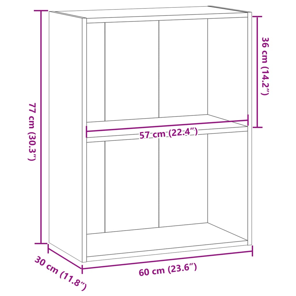 Bibliothèque chêne artisanal 60x30x77 cm bois d'ingénierie - XIOS