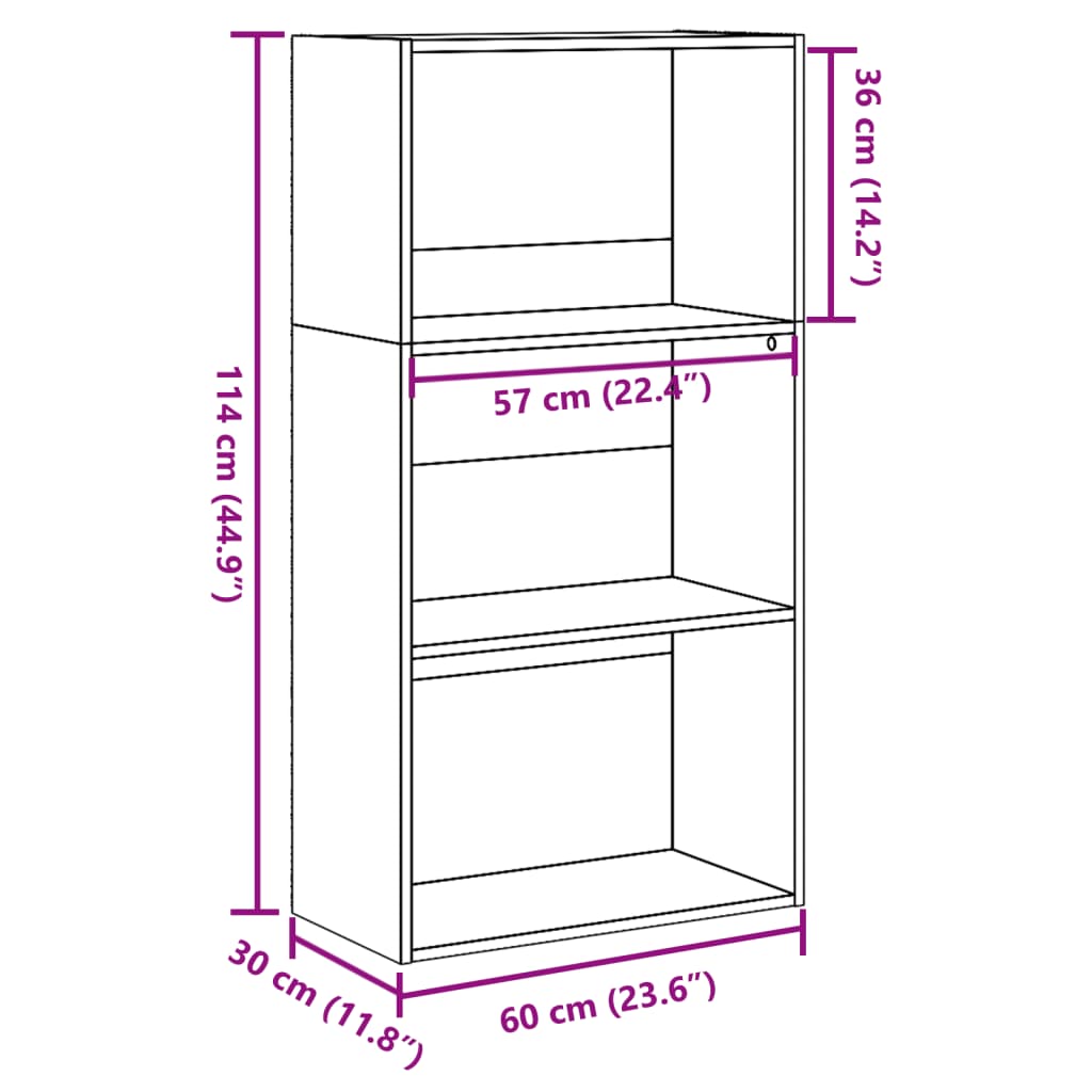 Bibliothèque blanc 60x30x114 cm bois d'ingénierie - XIOS
