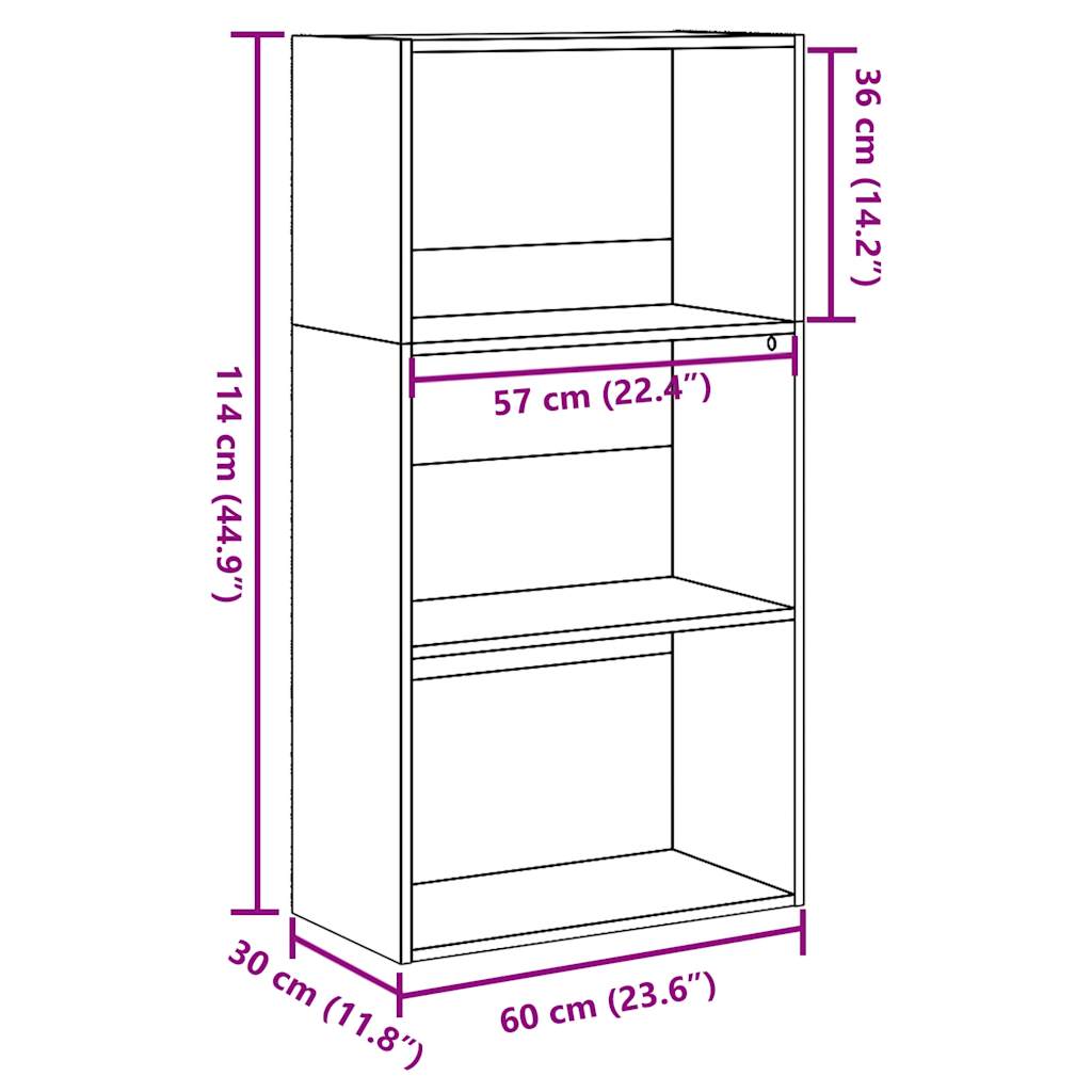 Bibliothèque chêne sonoma 60x30x114 cm bois d'ingénierie - XIOS