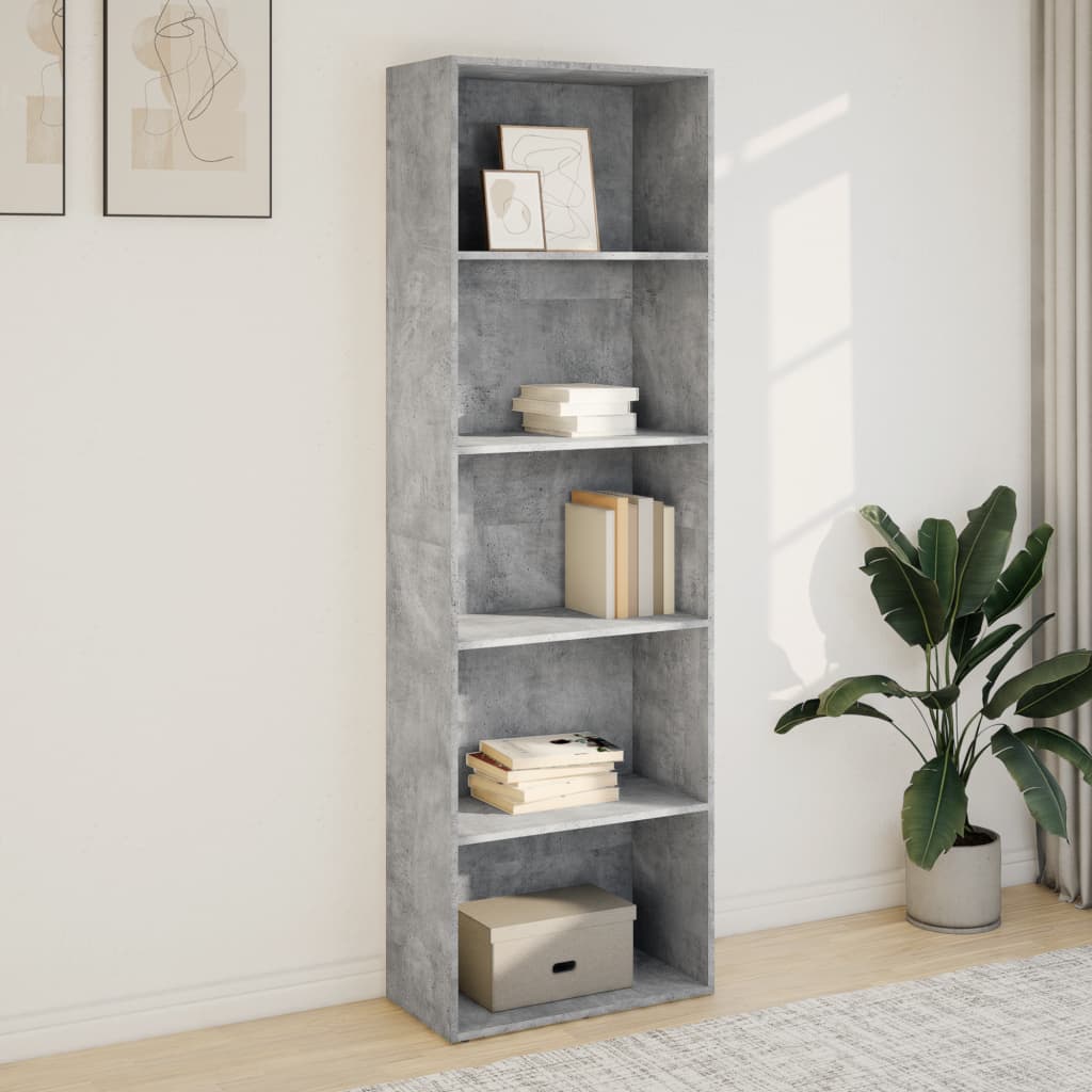 Bibliothèque gris béton 60x30x189 cm bois d'ingénierie - XIOS