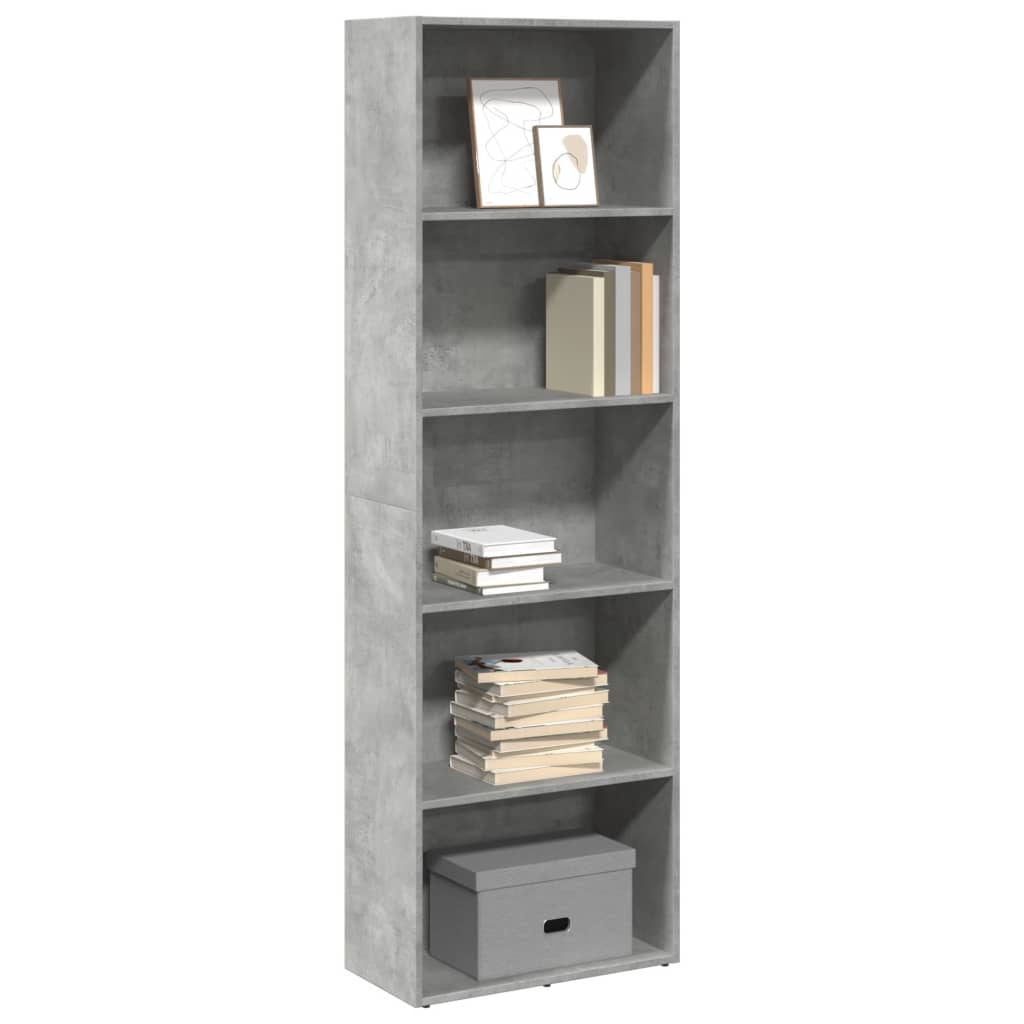 Bibliothèque gris béton 60x30x189 cm bois d'ingénierie - XIOS