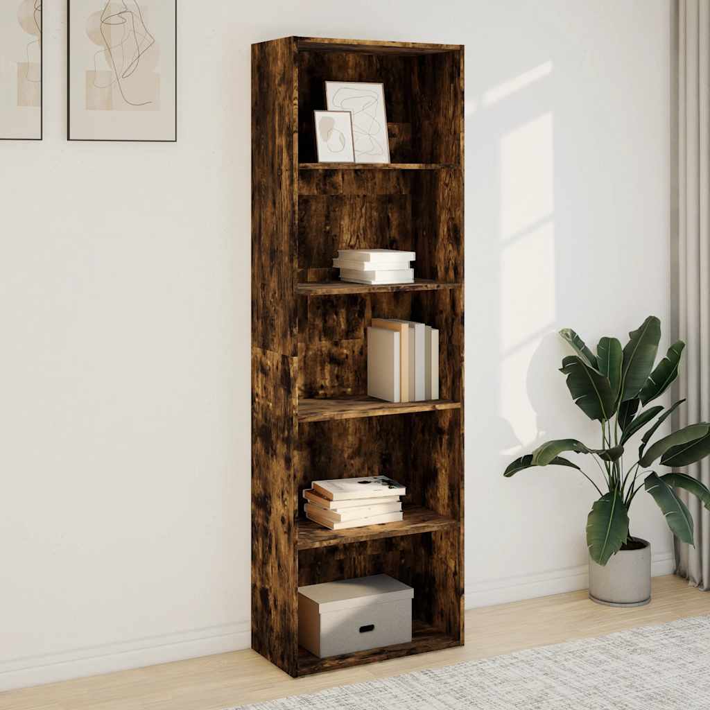 Bibliothèque chêne fumé 60x30x189 cm bois d'ingénierie - XIOS