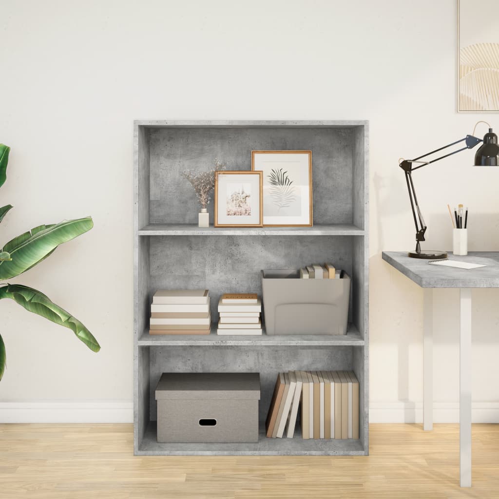 Bibliothèque gris béton 80x30x114 cm bois d'ingénierie - XIOS