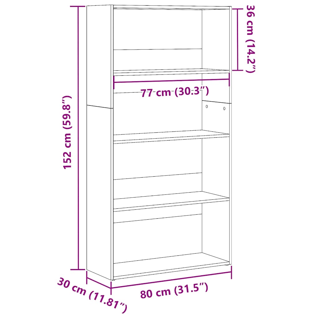 Bibliothèque blanc 80x30x152 cm bois d'ingénierie - XIOS
