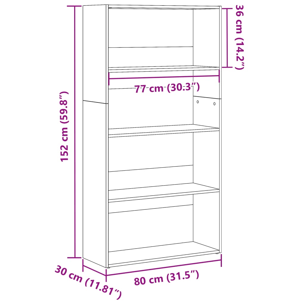 Bibliothèque chêne sonoma 80x30x152 cm bois d'ingénierie - XIOS