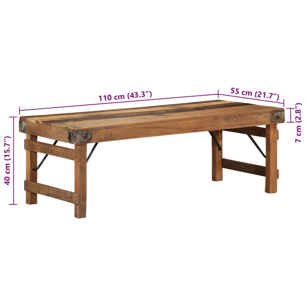 Table basse Marron 110 x 55 x 40 cm bois de récupération massif - XIOS