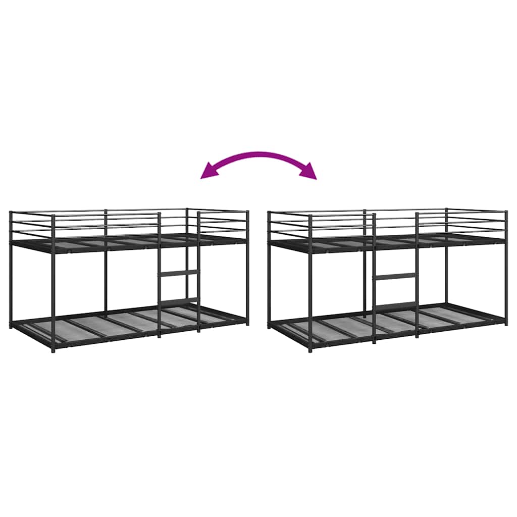 Lit superposé sans matelas noir 90x190 cm acier - XIOS