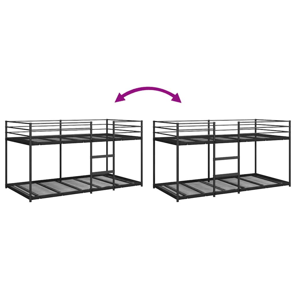 Lit superposé sans matelas noir 90x200 cm acier - XIOS