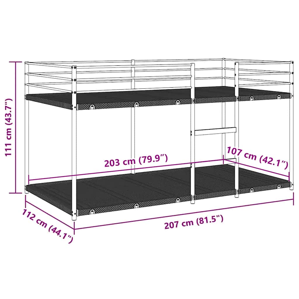 Lit superposé sans matelas noir 107x203 cm acier