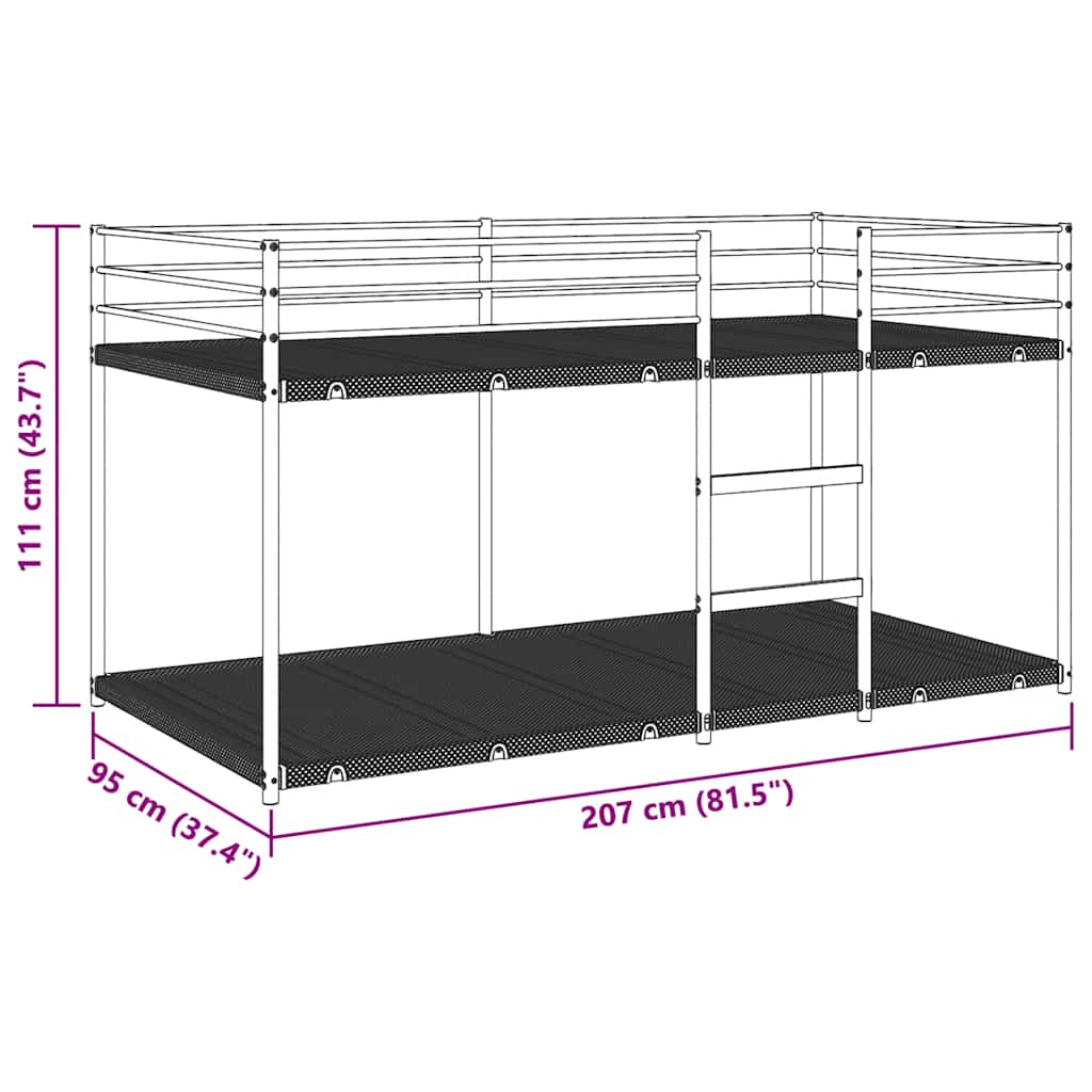 Lit superposé sans matelas blanc 90x200 cm acier - XIOS