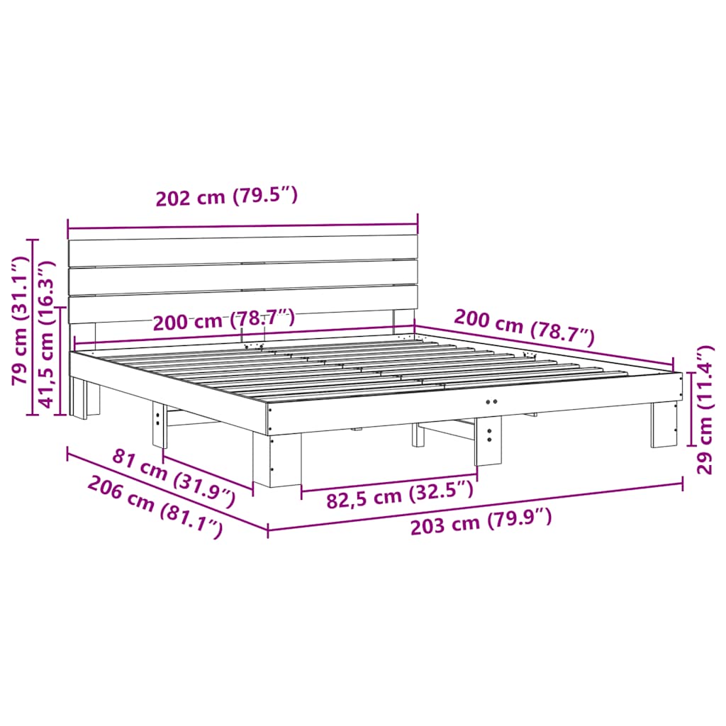 Cadre de lit avec tête de lit sans matelas 200 x 200 cm - XIOS