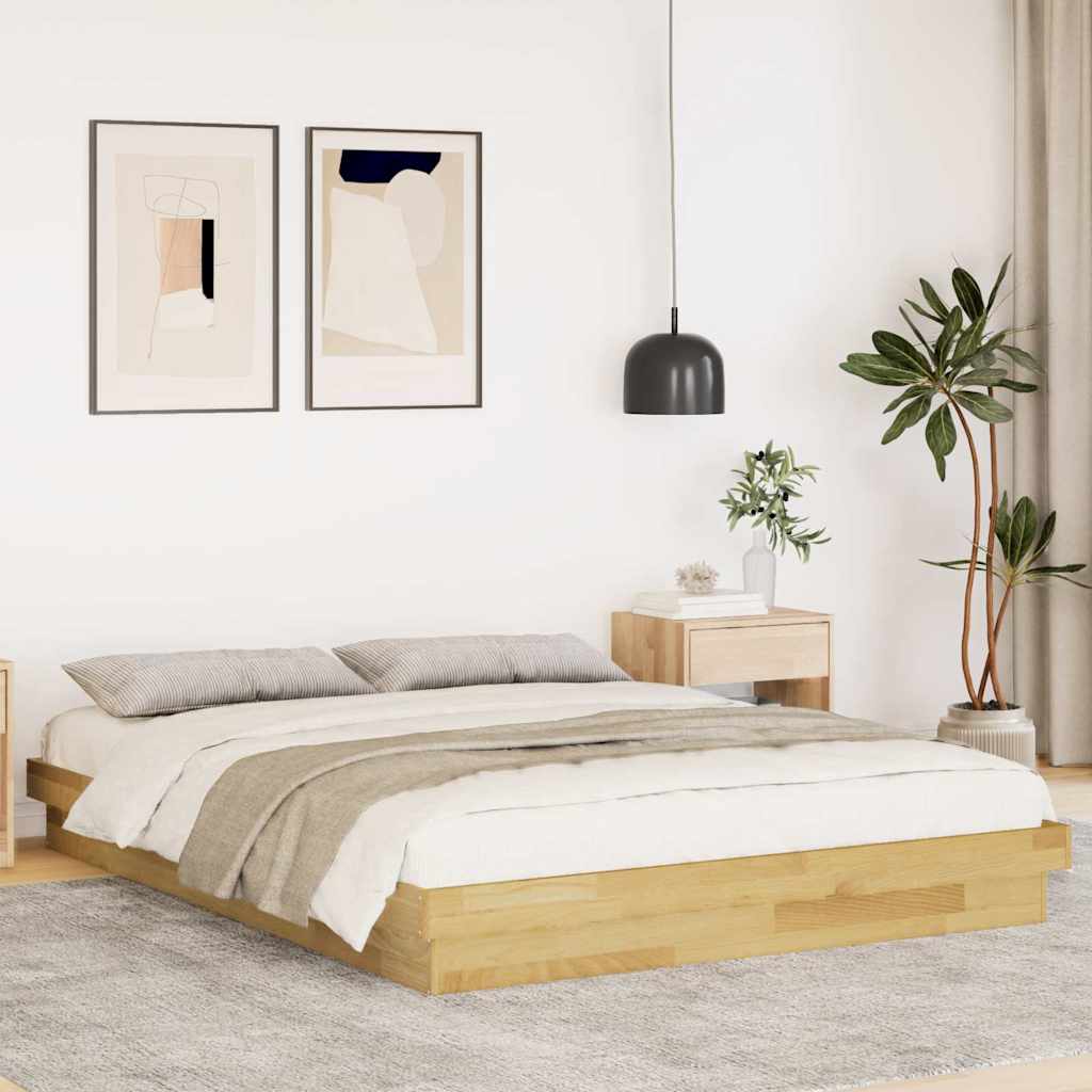 Cadre de lit sans matelas 150x200 cm bois massif de chêne - XIOS