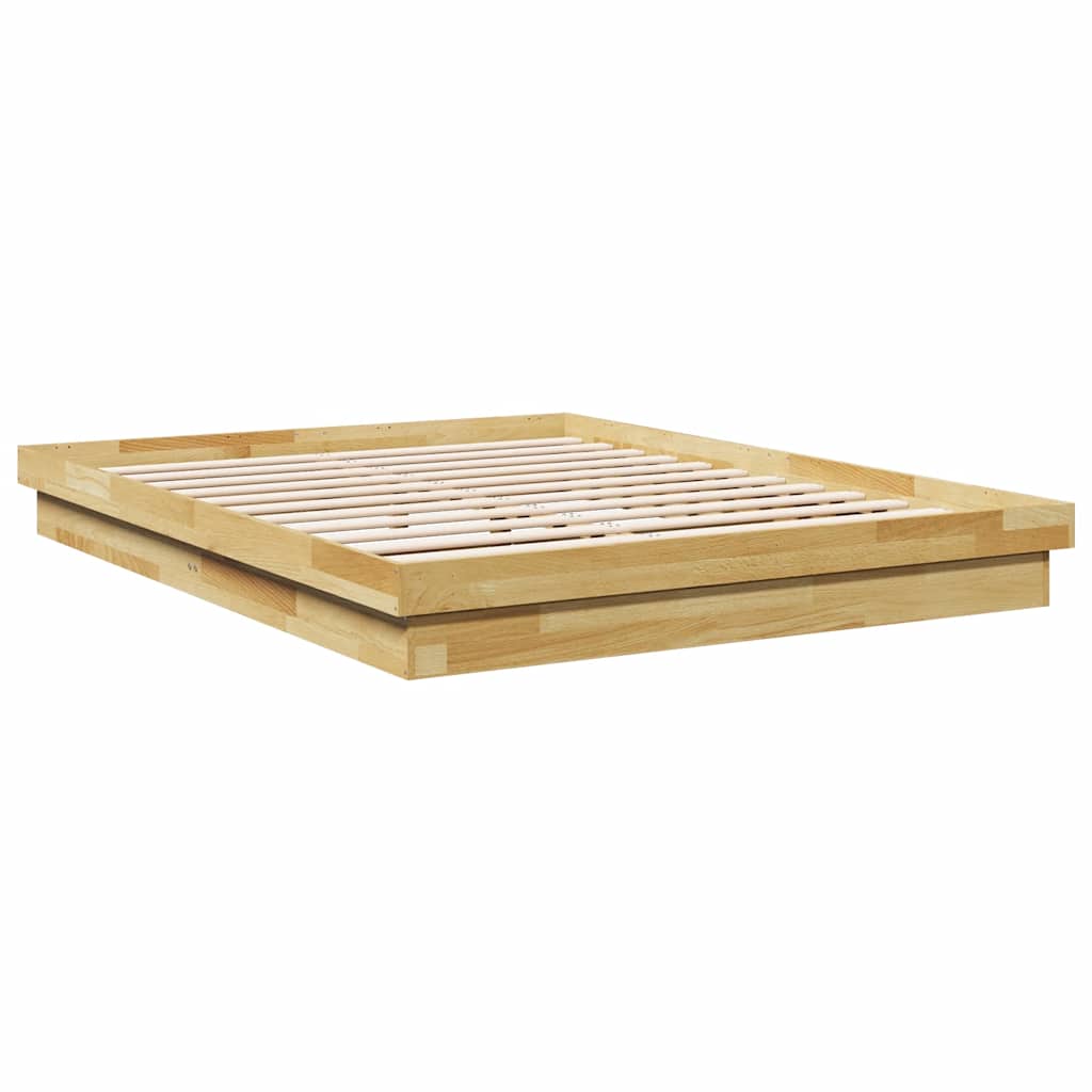 Cadre de lit sans matelas 140x190 cm bois massif de chêne - XIOS