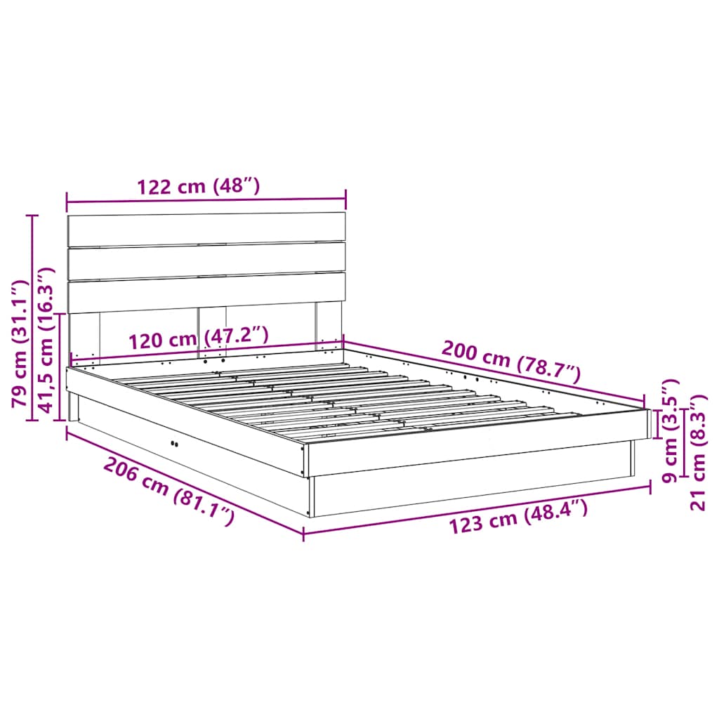 Cadre de lit avec tête de lit sans matelas 120x200 cm - XIOS