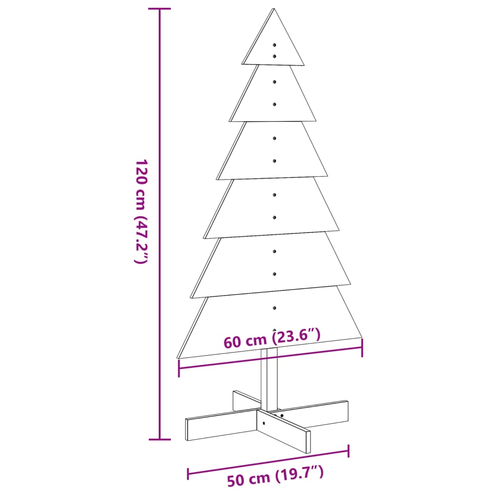 Arbre de Noël en bois pour décoration 120 cm bois massif de pin - XIOS