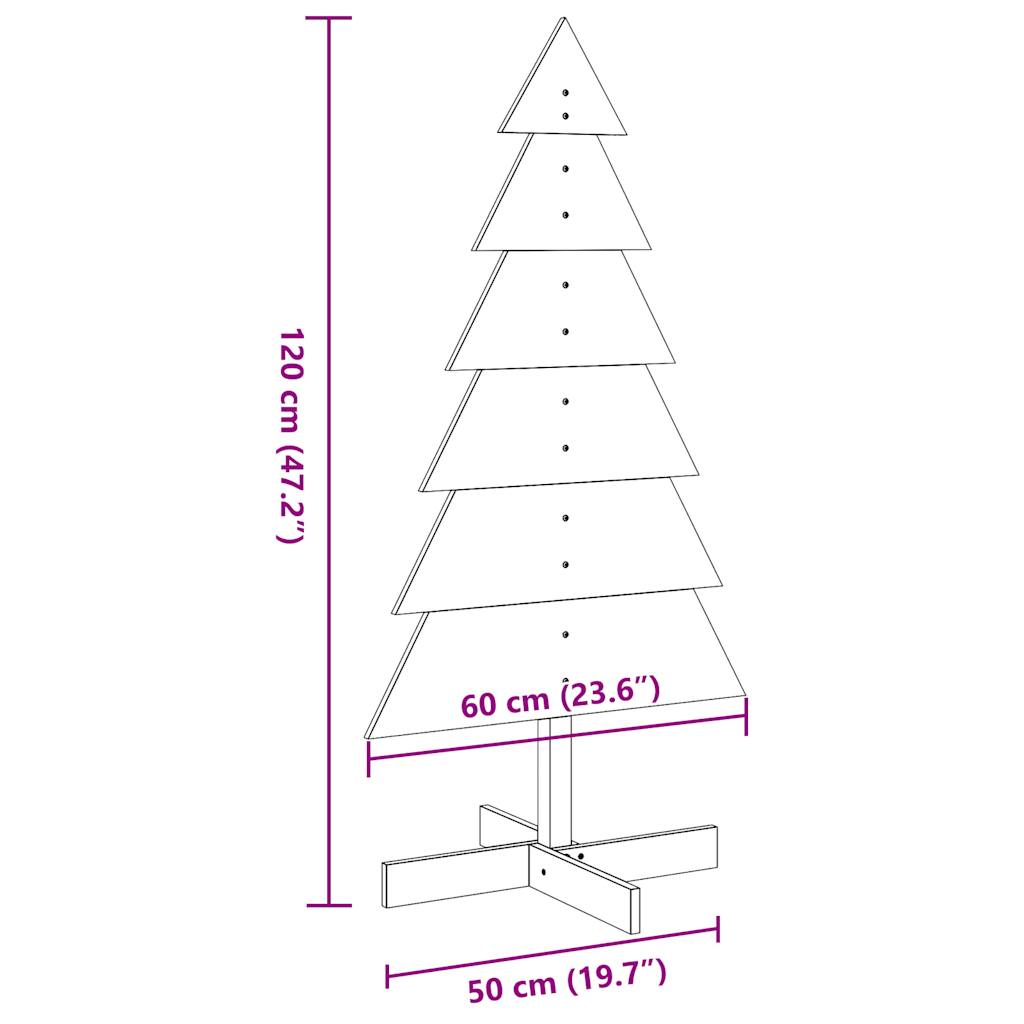 Arbre de Noël en bois pour décoration blanc 120 cm pin massif - XIOS