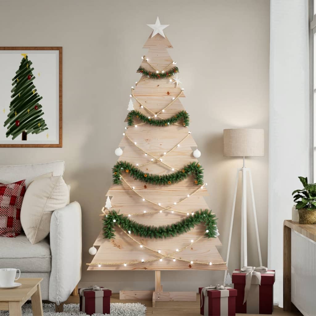 Arbre de Noël en bois pour décoration 180 cm bois massif de pin - XIOS