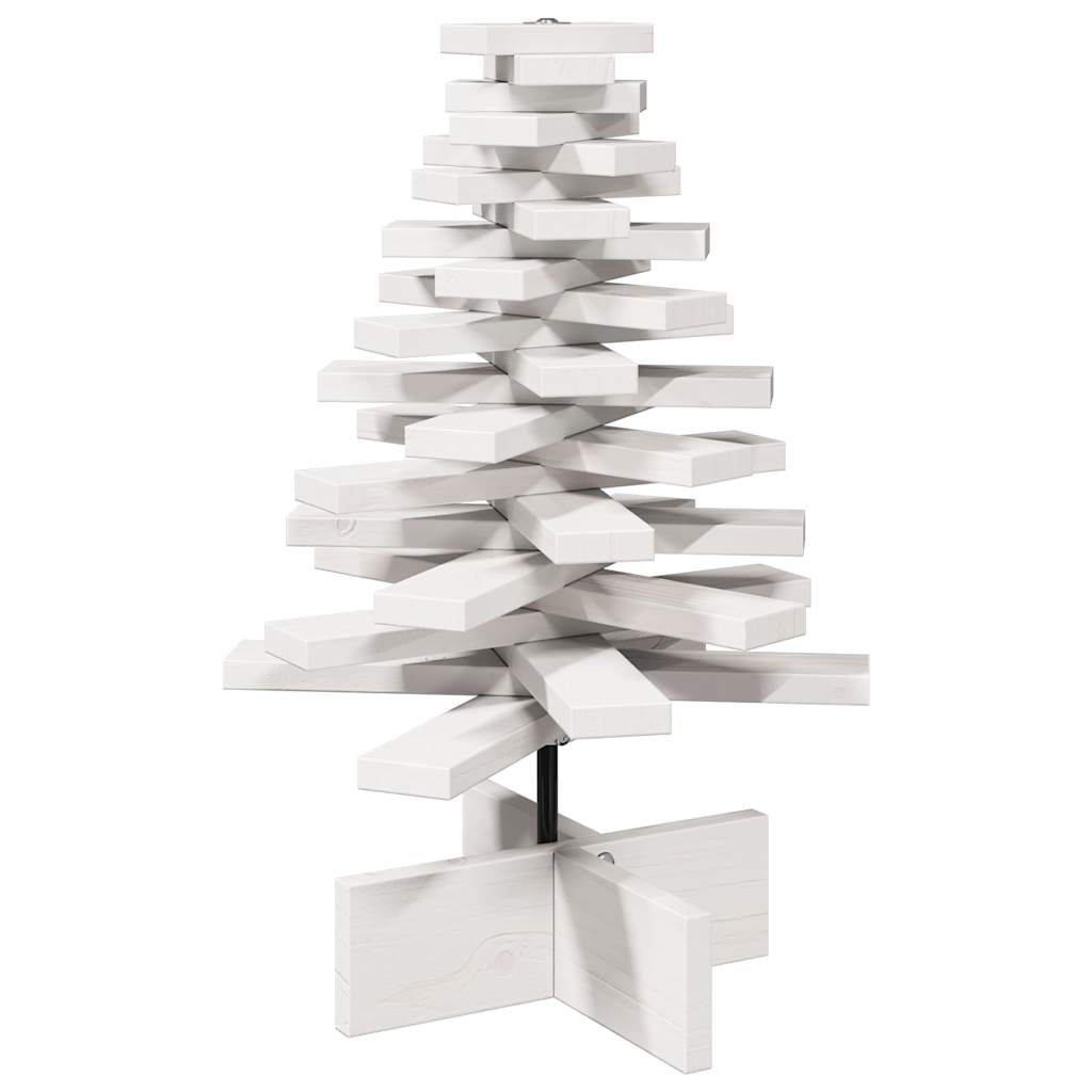 Arbre de Noël en bois pour décoration blanc 60 cm pin massif - XIOS