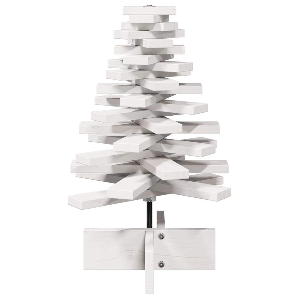 Arbre de Noël en bois pour décoration blanc 60 cm pin massif - XIOS
