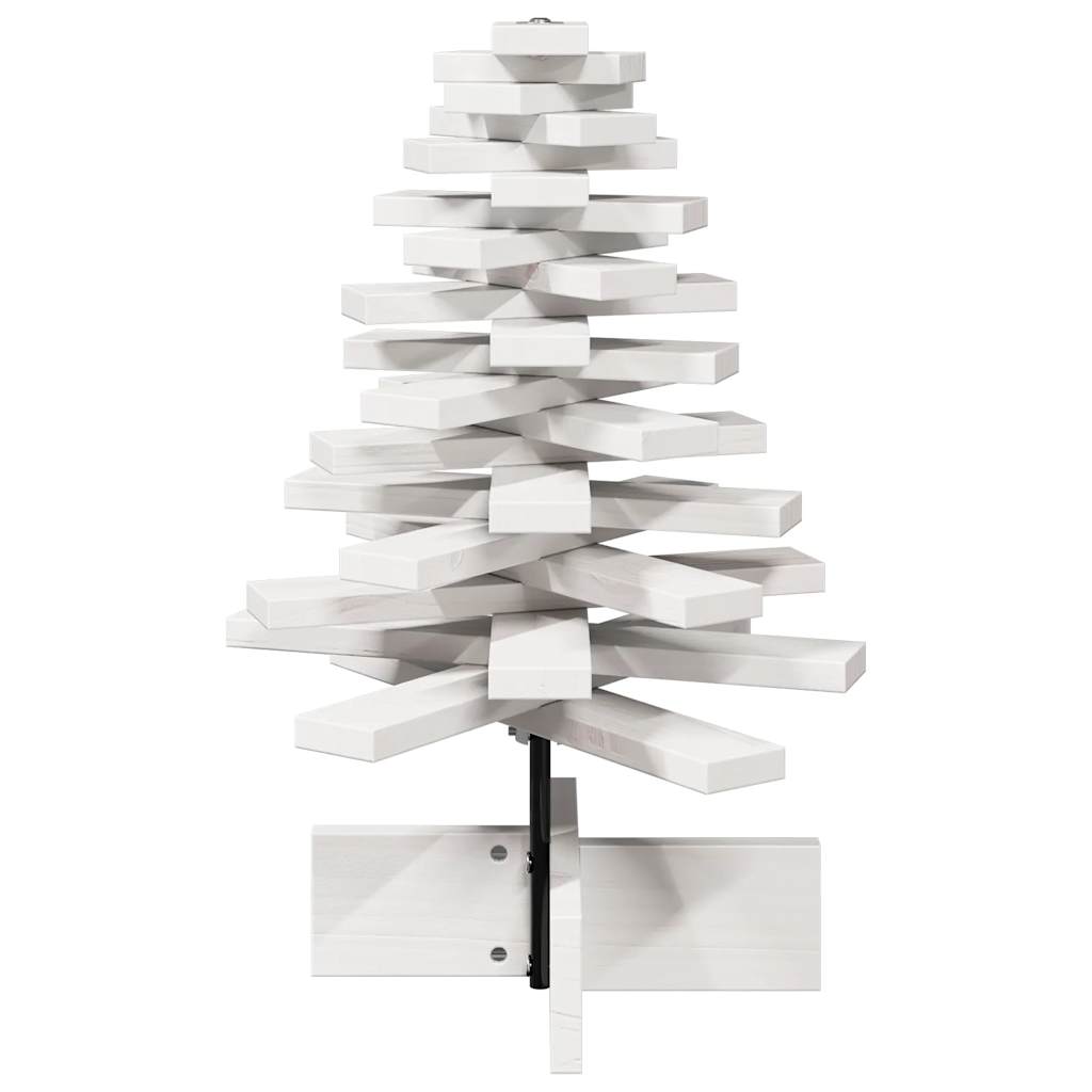 Arbre de Noël en bois pour décoration blanc 60 cm pin massif - XIOS