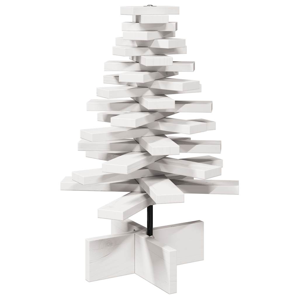 Arbre de Noël en bois pour décoration blanc 60 cm pin massif - XIOS