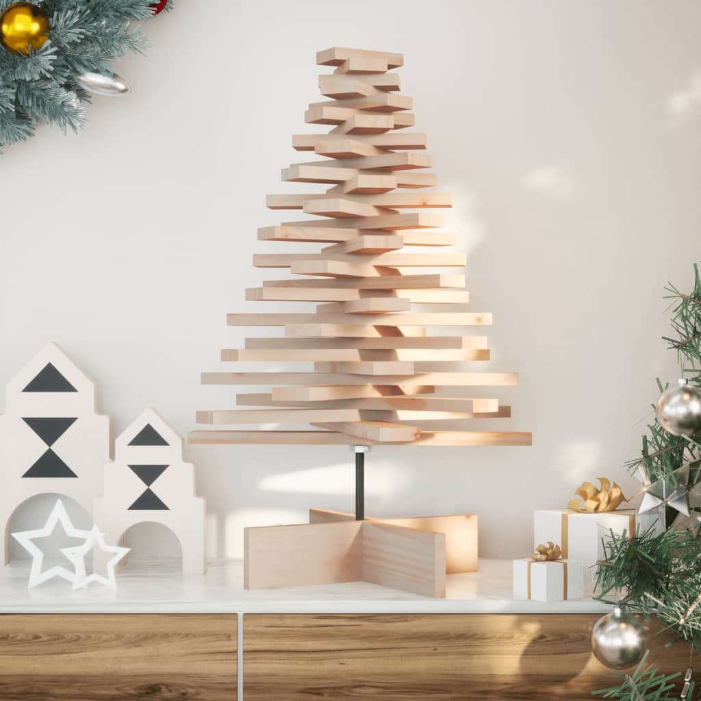 Arbre de Noël en bois pour décoration 80 cm bois massif de pin - XIOS