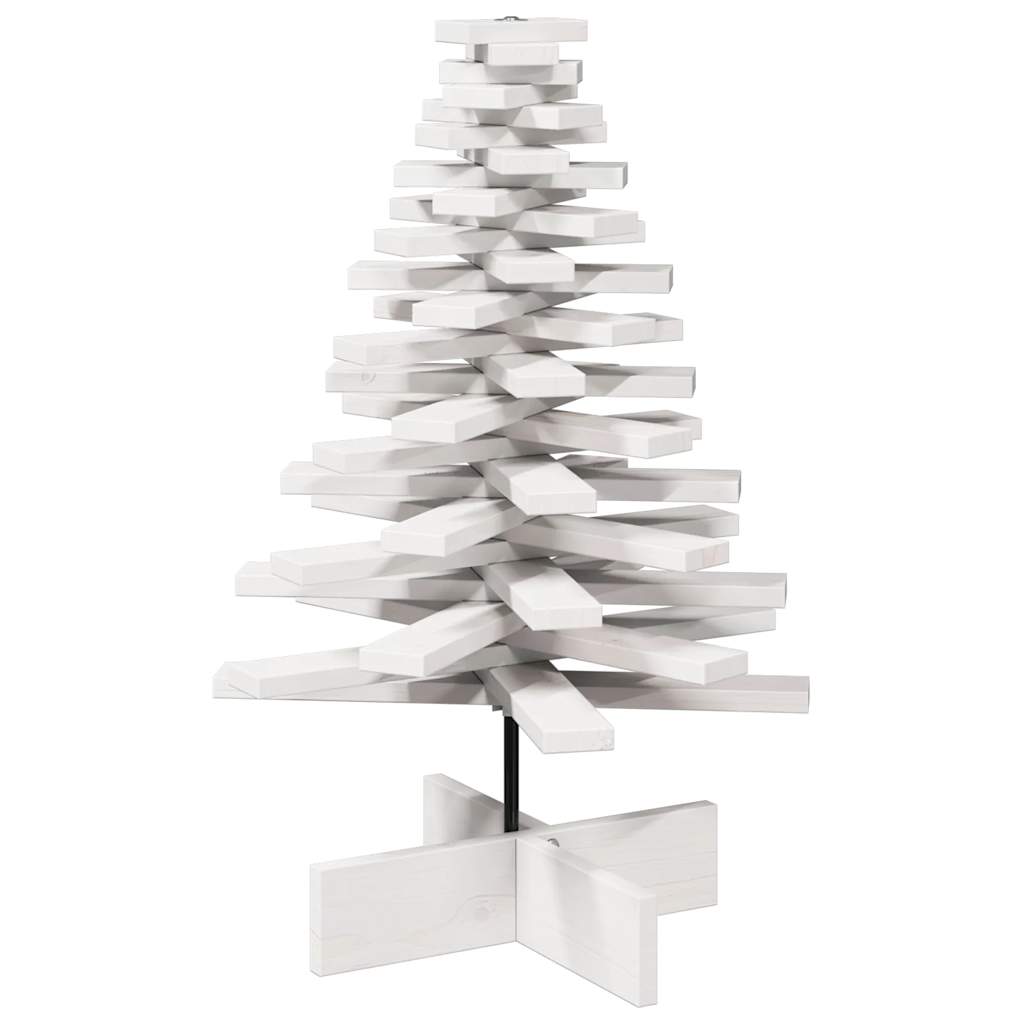 Arbre de Noël en bois pour décoration blanc 80 cm pin massif - XIOS