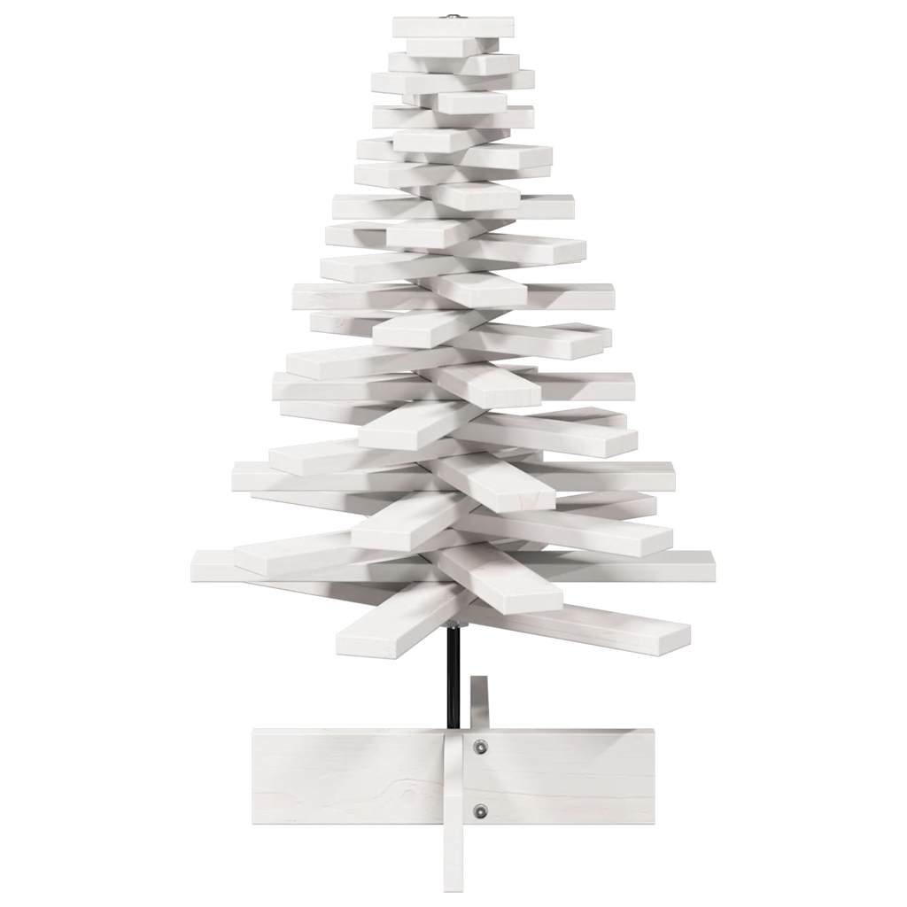 Arbre de Noël en bois pour décoration blanc 80 cm pin massif - XIOS