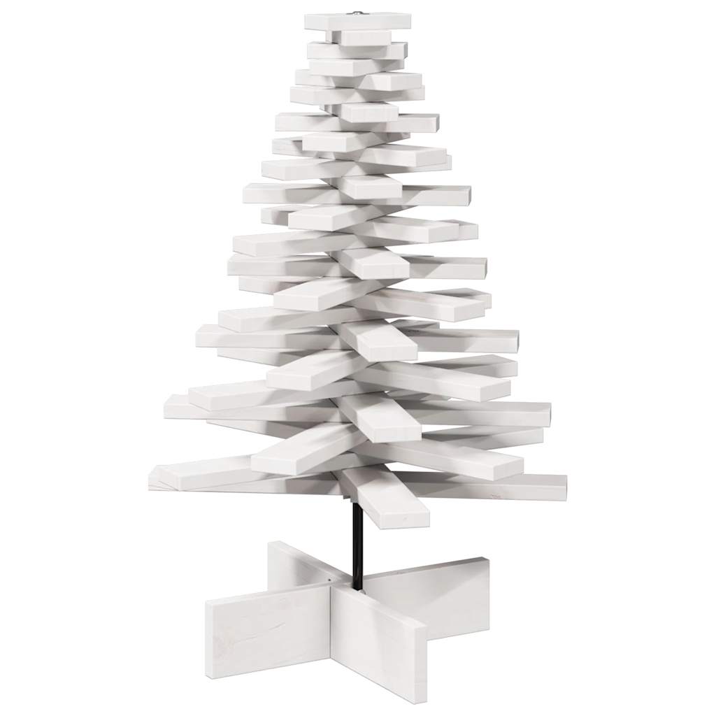 Arbre de Noël en bois pour décoration blanc 80 cm pin massif - XIOS
