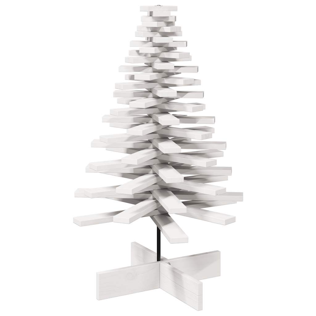 Arbre de Noël en bois pour décoration blanc 100 cm pin massif - XIOS