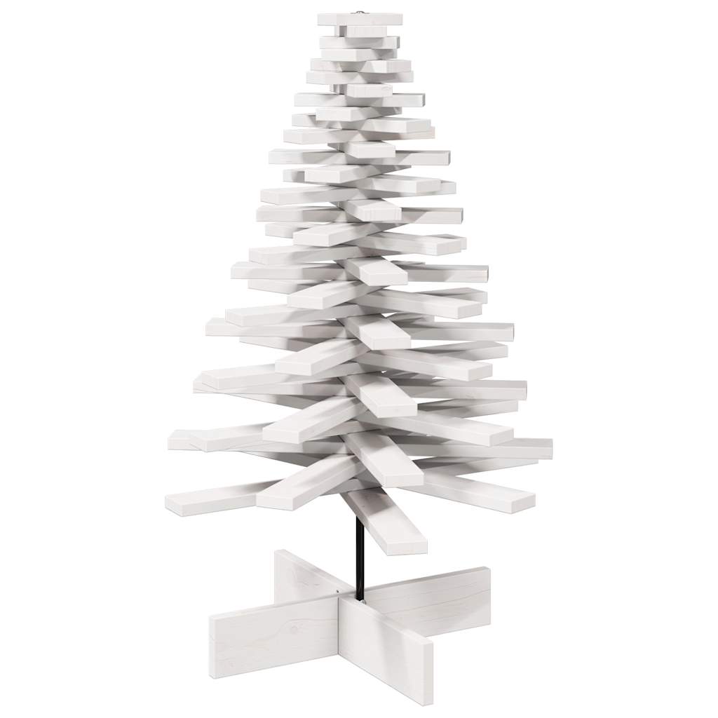 Arbre de Noël en bois pour décoration blanc 100 cm pin massif - XIOS