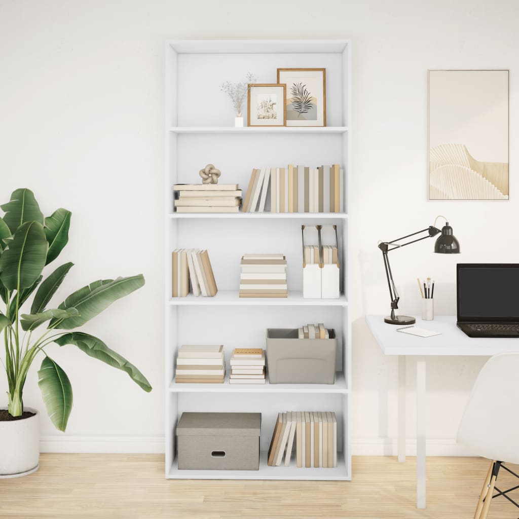 Bibliothèque blanc 80x30x189 cm bois d'ingénierie - XIOS