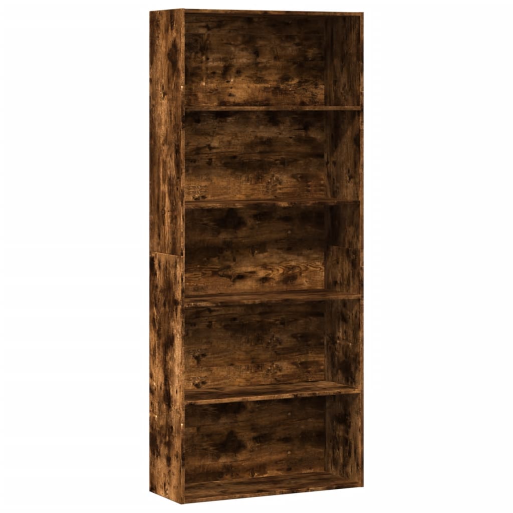 Bibliothèque chêne fumé 80x30x189 cm bois d'ingénierie - XIOS